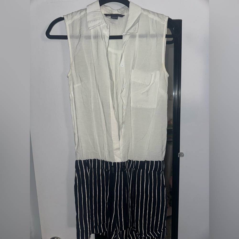 Armani Exchange Sleeveless Button-Front Romper